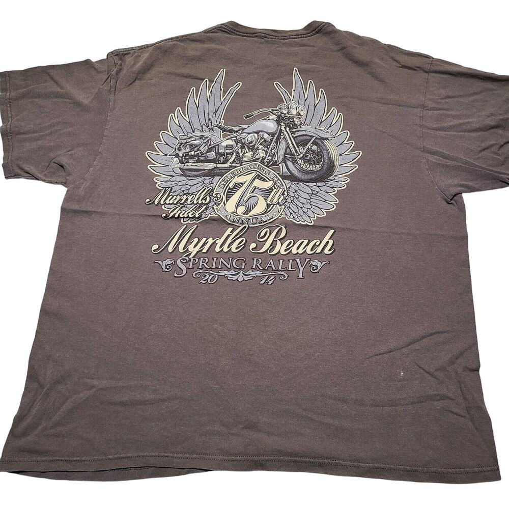 Spring Biker Rally Myrtle Beach Graphic T-Shirt Brown Men's Size XL Distressed